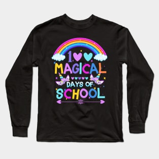 100th Day Of School Magical Rainbow Unicorns Student Teacher Long Sleeve T-Shirt